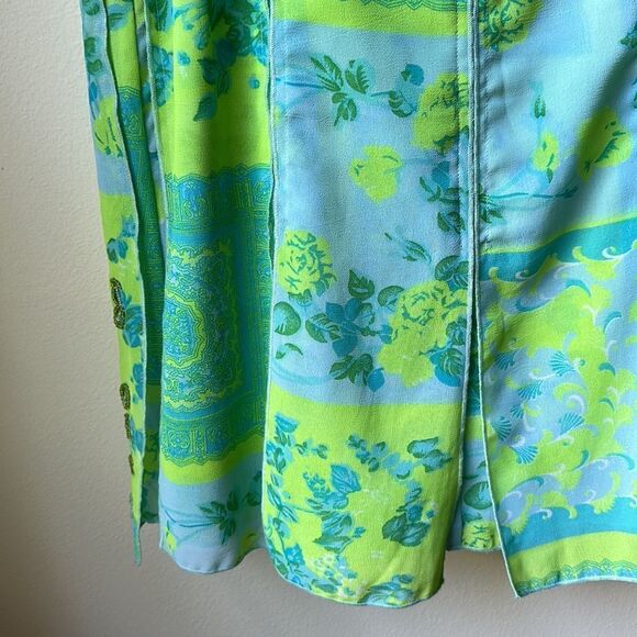 Dolce Apparel Green And Yellow Beaded Summer Skirt size M - Picture 8 of 8